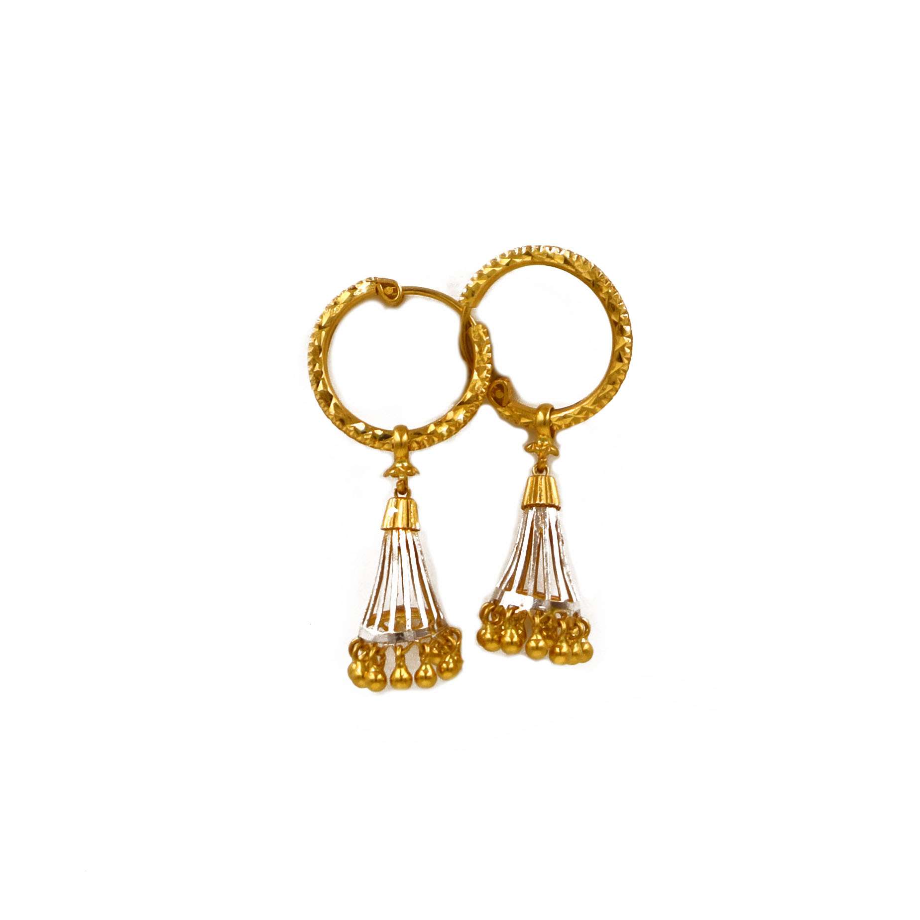 Gold Ruby Ring Type Earrings - South India Jewels